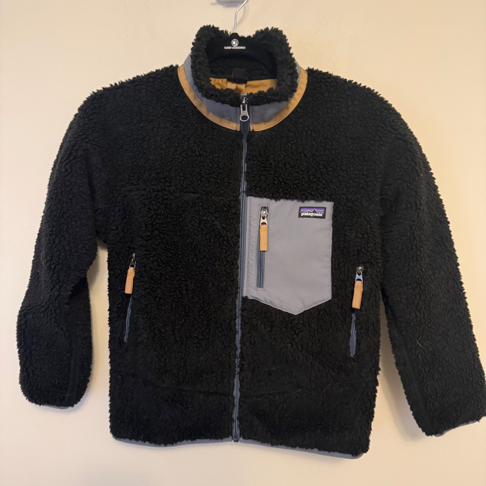 Patagonia Retro-X Full Zip Fleece Jacket Black Grey Tan Recycled Polyester B222